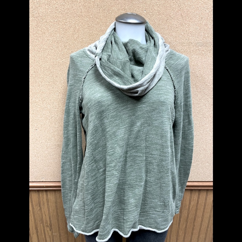 FP Free People heather green cowl neck top